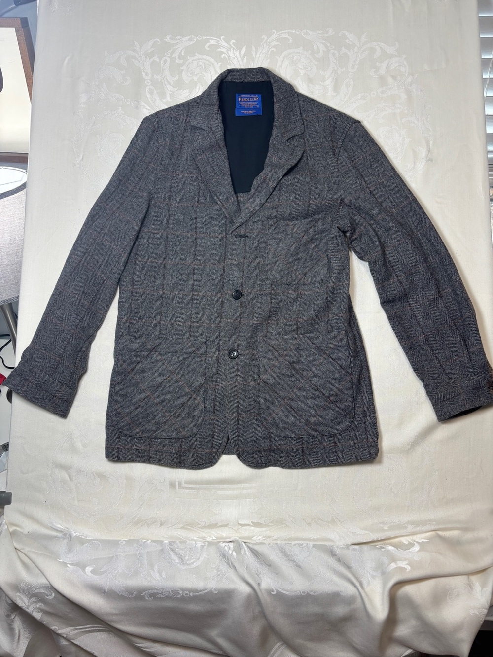 Pendleton Gray Plaid Wool Sport Coat